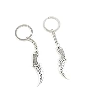 100 PCS Arts Crafts Fashion Jewelry Making Findings Key Ring Chains Tags Clasps Keyring Keychain E2DS1C Dagger Knife