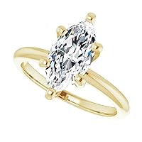 925 Silver,10K/14K/18K Solid Yellow Gold Handmade Engagement Ring 1.5 CT Marquise Cut Moissanite Diamond Solitaire Wedding/Bridal Gift for Women/Her Gorgeous Gift