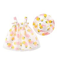 IBTOM CASTLE Baby Girls Party Summer Tutu Dresses Backless Bowknot Flower w/Straw Hat Princess Party Sundress