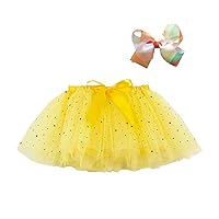 Button Paper Girls Costume Splice Tulle Sequin Star Skirt+Bow Ballet Kids Dance Girls Skirts for Girls Knee Length
