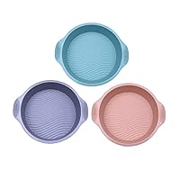 （3pcs） Cake mold Household oven utensils baking mold silicone round cake mold，Gray, blue, pink-29*6cm