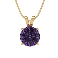 Clara Pucci 1.6 ct Round Cut Genuine Simulated Alexandrite Solitaire Pendant Necklace With 18