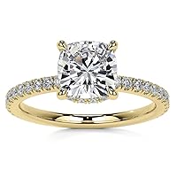 Moissanite Anniversary Ring, 1.5ct Cushion Cut Stone, Sterling Silver Setting