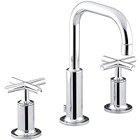 K-14406-3-CP Purist Widespread Lavatory Faucet with Low Gooseneck and Low Cross Handles, Polished Chrome