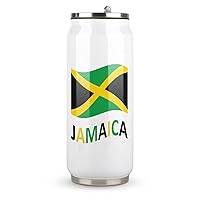 Jamaican Flag Coke Mug with Lid and Straw Stainless Steel Tumbler Travel Coffee Cup for Hot Cold Drinks