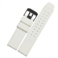 Rubber Watch Band Black 23mm Sport Waterproof Silicone Strap Stainles PVD Buckle Fits for luminox 7251 3050 3051 6402 3080 8800 (White （Black Buckle）)