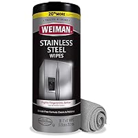 Weiman Stainless Steel Wipes (Large Microfiber Cloth) Removes Fingerprints Residue Water Marks and Grease from Appliances - Works Great on Refrigerators Dishwashers Ovens Grills - Packaging May Vary
