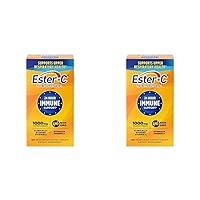 Ester-C Vitamin C 1000 mg Coated Tablets, 120 Count, Immune System Booster, Stomach-Friendly Supplement, Gluten-Free (Pack of 2)