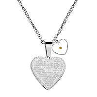 Uloveido Stainless Steel Bible Verse Cross Necklace Real Mustard Seed Heart Pendant Lords Prayer Necklace for Men Women Y936