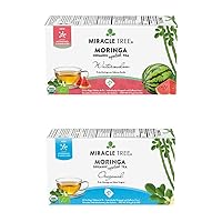 Miracle Tree - Organic Moringa Superfood Tea, 2 Pack Bundle, 2x25 Individually Sealed Tea Bags (Watermelon, Original)