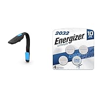 Energizer LED Book Light, Clip On Reading Light for Books and Kindles, Batteries Included, Pack of 1, Black & 2032 Batteries, Lithium CR2032 Watch Battery, 4 Count