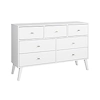 Prepac Milo Mid-Century Modern 7 Drawer Double Dresser for Bedroom, Wide Chest of Drawers, Contemporary Bedroom Furniture, 16