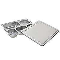 Stainless Steel Bento Box, Divided Dinner Trays with Cover, 1 Set-5 Sections