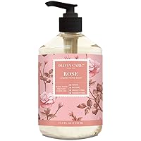 Liquid Hand Soap Rose & Essential Oils. All Natural - Cleansing, Germ-Fighting, Moisturizing Hand Wash for Kitchen & Bathroom - Gentle, Mild & Natural Scented - 18.5 OZ
