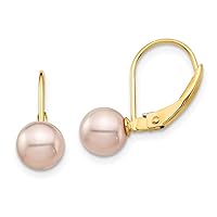 14k Gold Madi K 6 7mm Pink Round Fw Cultured Pearl Leverback Earrings Measures 17.72x9.23mm Wide Jewelry for Women