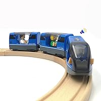 Battery Operated Train for Wooden Train Track Set Toys for Toddlers 3 4 5 Year Old Boys Kids Magnetic Couplings City Vehicle with Figures(Without Battery)
