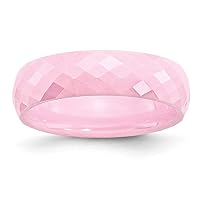 Ceramic Engravable Pink Faceted 6mm Polished Band Ring Jewelry for Women - Ring Size Options: 5 5.5 6 6.5 7 7.5 8 8.5 9