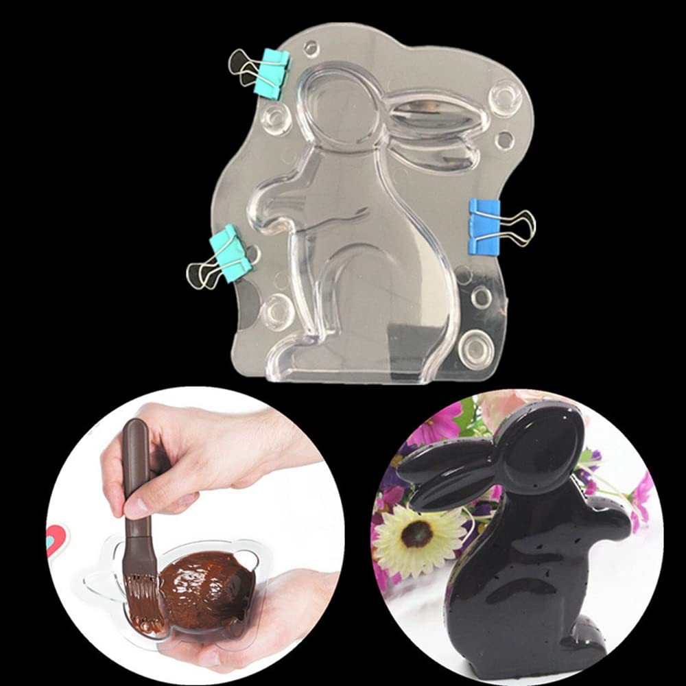 TUKE 3D Rabbit Polycarbonate (PC) Chocolate and Candy Mold for Party Decorating or Home baking tools Transparent 5.4 inch
