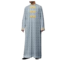 Men's Jubba Thobe, Muslim Fashion Robe, Long Sleeve Saudi Arab Gold Lace Thobe Jubba, Kaftan Islamic Clothing 2 3XL