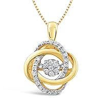 Diamond Pendant Necklace Dancing Diamond Knot in Sterling SIlver or 14K Gold Plated 1/5cttw with Matching 18 Inch Chain