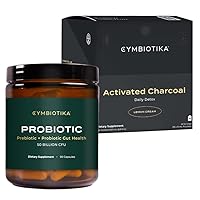 CYMBIOTIKA Probiotic 50 Billion CFU & Activated Charcoal Liquid Supplement, Supports Healthy Digestion for Men & Women, Stomach Detox & Digestive Relief, Helps Alleviate Gas & Bloating, Easy to Use