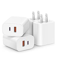 [4 Pack] USB C Charger Block Fast Charging Multiport Wall Charger [PD 20W USB-C & QC 3.0 USB Port] for IP 15/14/13/12/11/X/8, i Pad, Sam Sung, Google, Galaxy & More