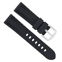 Ewatchparts 24MM WATCH BAND RUBBER SILICONE STRAP COMPATIBLE WITH TUDOR FASTRIDER BLACK SHEILD BLACK