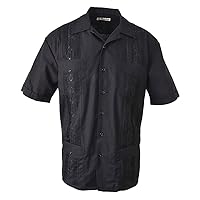 Men's Casual Guayabera Cuban Shirt Regular, Big & Tall Sizes, Short Sleeve Pockets Cotton Blend