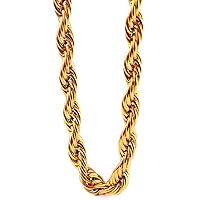 TUOKAY Faux 18K Gold Rope Chain 8mm thick Fake Gold Rope Chain Necklace Not Real Gold Chain 24