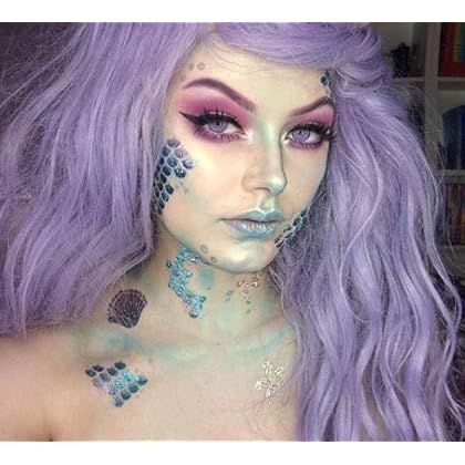 Halloween Realistic Temporary Costume Make Up Face Metallic Tattoo Kit Men or Women - (Mermaid) - 2 Kits