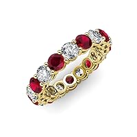 Ruby and Lab Grown Diamond 3 3/4 ctw Womens Eternity Ring Stackable 14K Gold