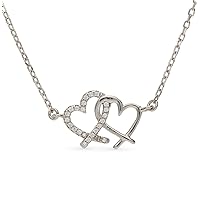 White Gold Plated 925 Silver 0.11 ct (J-K Color, I1-I2 Clarity) Heart Shaped Necklace for women, small diamond minimalist pendant, gift for her.