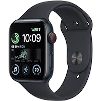 Apple Watch SE (2nd Gen) (GPS + Cellular, 44mm) - Midnight Aluminum Case with Midnight Sport Band, XL (Renewed)