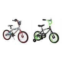 Dynacraft Hot Wheels 18-Inch Boys BMX Bike for Age 6-9 Years, Grey/Silver & Magna Gravel Blaster 12