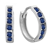 Dazzlingrock Collection Round Blue Sapphire Ladies Mens Unisex Huggie Hoop Earrings