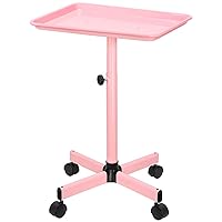 Salon Tray, Height Adjustable Salon SPA Service Tray, Hairstylist Rolling Tray, Premium Aluminum Tattoo Tray, Pink Rolling Trolley