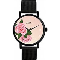 Pink Rose Mens Wrist Watch 42mm Case Custom Design