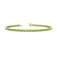 Round Gemstone 2.4mm Women Eternity Tennis Bracelet (2.25-4.05 ctw) 14K Yellow Gold