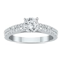AGS Certified 1 Carat TW Diamond Engagement Ring in 14K White Gold (J-K Color, I2-I3 Clarity)