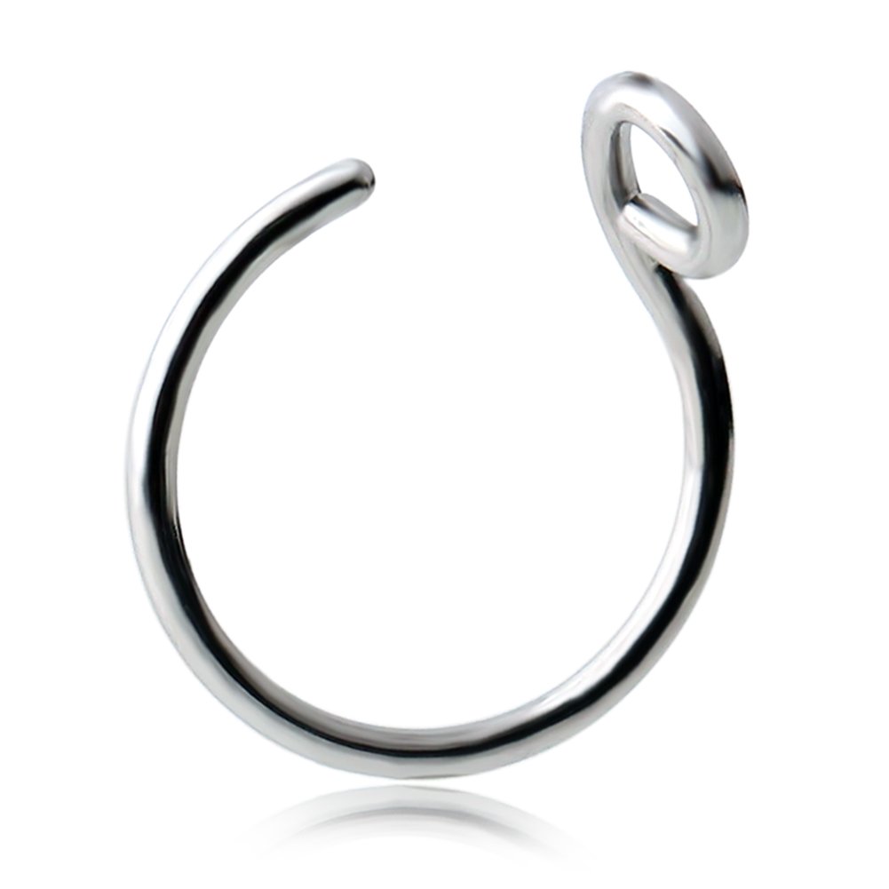 Ruifan 316L Surgical Steel Tribal Fake Faux Clip On Earrings Nose Hoop Ring Body Jewelry Piercing Unisex 20 Gauge 5/16