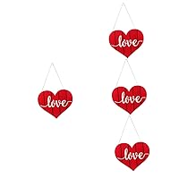 4pcs Love Listing House Number Valentines Day Wooden Sign Valentine Day Yard Sign Valentine Wall Hanging Sign Valentines Day Heart Wooden Sign Wood Signs Door Rope Plaque
