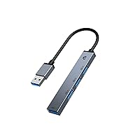 4 Port USB Hub, USB Hub Splitter with USB 3.0 Port and 3 x USB 2.0 Ports, Super Fast Ultra Thin Mini USB Adapter Compatible with Laptop, PC, Keyboard, Windows, Mac OS, Linux System