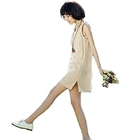 Women's Sweet Solid Color Shift Linen Dress Retro Sleeveless Dress