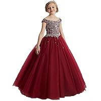 Off Shoulder Crsytal Rhineston Party Gowns Pageant Dresses 14 US Burgundy
