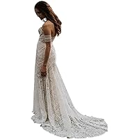 Sweetheart Lace Boho Wedding Dresses for Bride with Detachable Sleeves Train Bohemia Bridal Ball Gowns