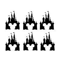 Pack of 6 Fairytale Castle with Mouse Face Mickey Inspired Novelty Decal - Comes in Various Sizes and Colours (5cm x 4cm, Black)