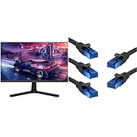 KOORUI 24 Inch Computer Monitor - FHD 1080P Gaming Monitor 165Hz VA 1ms, AdaptiveSync Technology, Ultra-Thin LED Monitor & Ethernet cable – 5x 0.25m – Network, patch & internet cable with break-proof