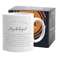 Psychology Coffee Mug 11 oz, Life of School Psychologist Funny Gift for Psychiatrist Therapist Psych Mental Health Men Women, White