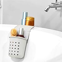 2-Pocket Tub Saddle, Bath Collection, 2-Compartments for Easy Access to Toys, Soaps and Shampoo, and Combs, Soft-Grip Material, BPA-Free, Gray