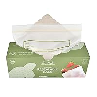 100% Compostable Food Storage Bags [Quart 100 Pack] Eco-Friendly Freezer Bags, Resealable Bags, Heavy-Duty, Reusable, Off-White by Earth's Natural Alternative